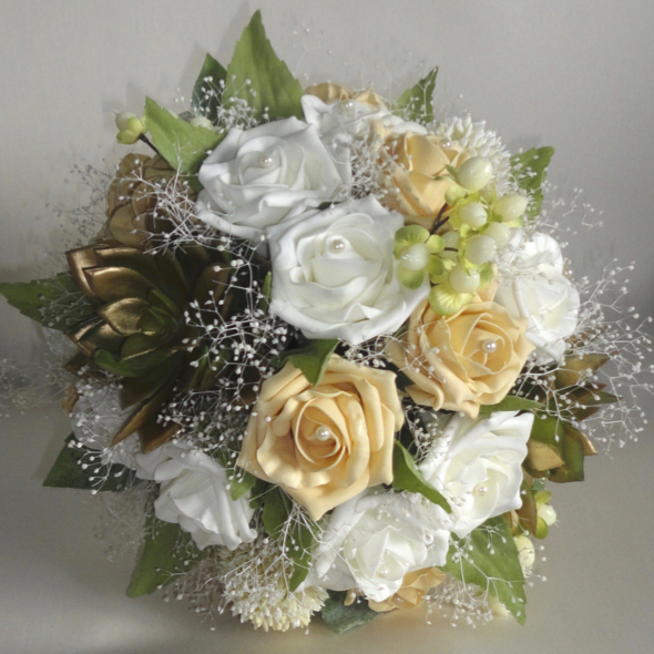 Gold, Champagne Gold & Ivory Wedding Bouquet